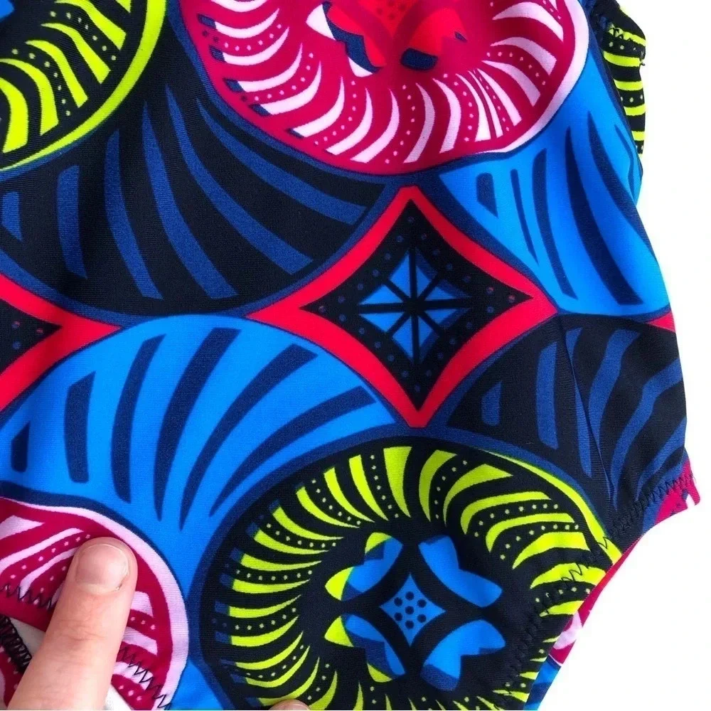 NWT Tea Collection swimsuit Positano blue & pink‎ print one piece 6-12 months